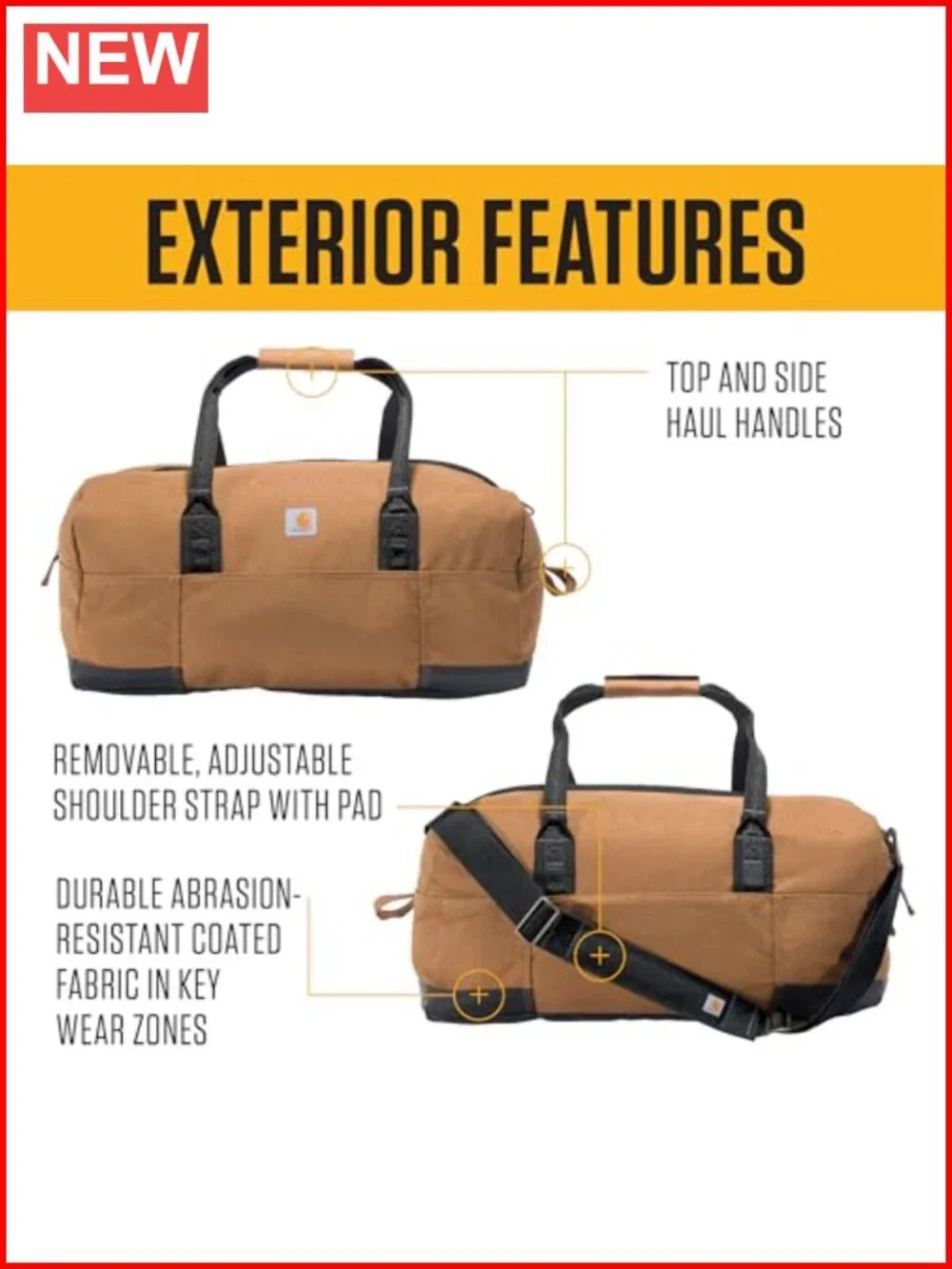 Heavy-Duty 55L Travel Duffel Bag with Duravax Base, Polyester